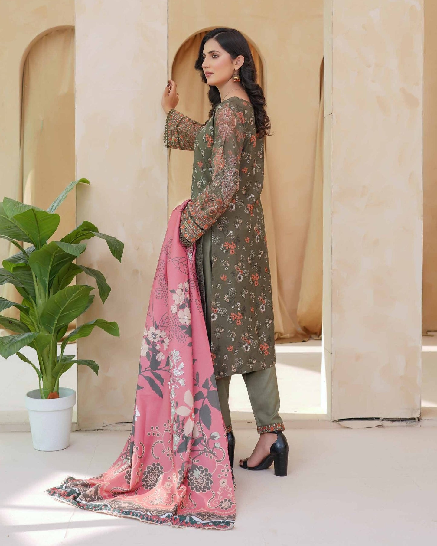 Munira Libas Dhanak MSL 02 Forest Green