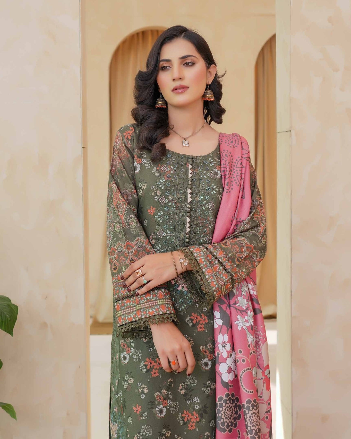 Munira Libas Dhanak MSL 02 Forest Green