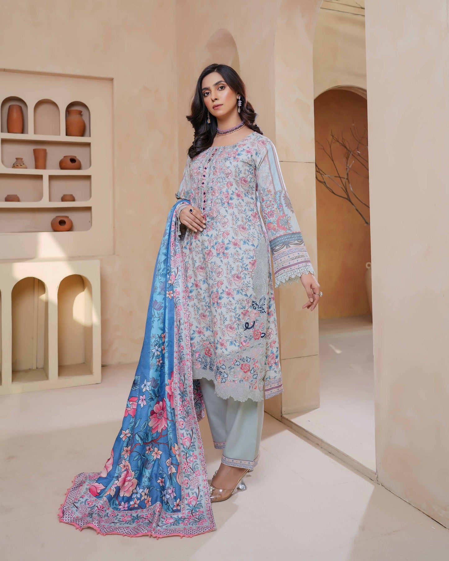 Munira Libas Dhanak MSL 07 Chalk White