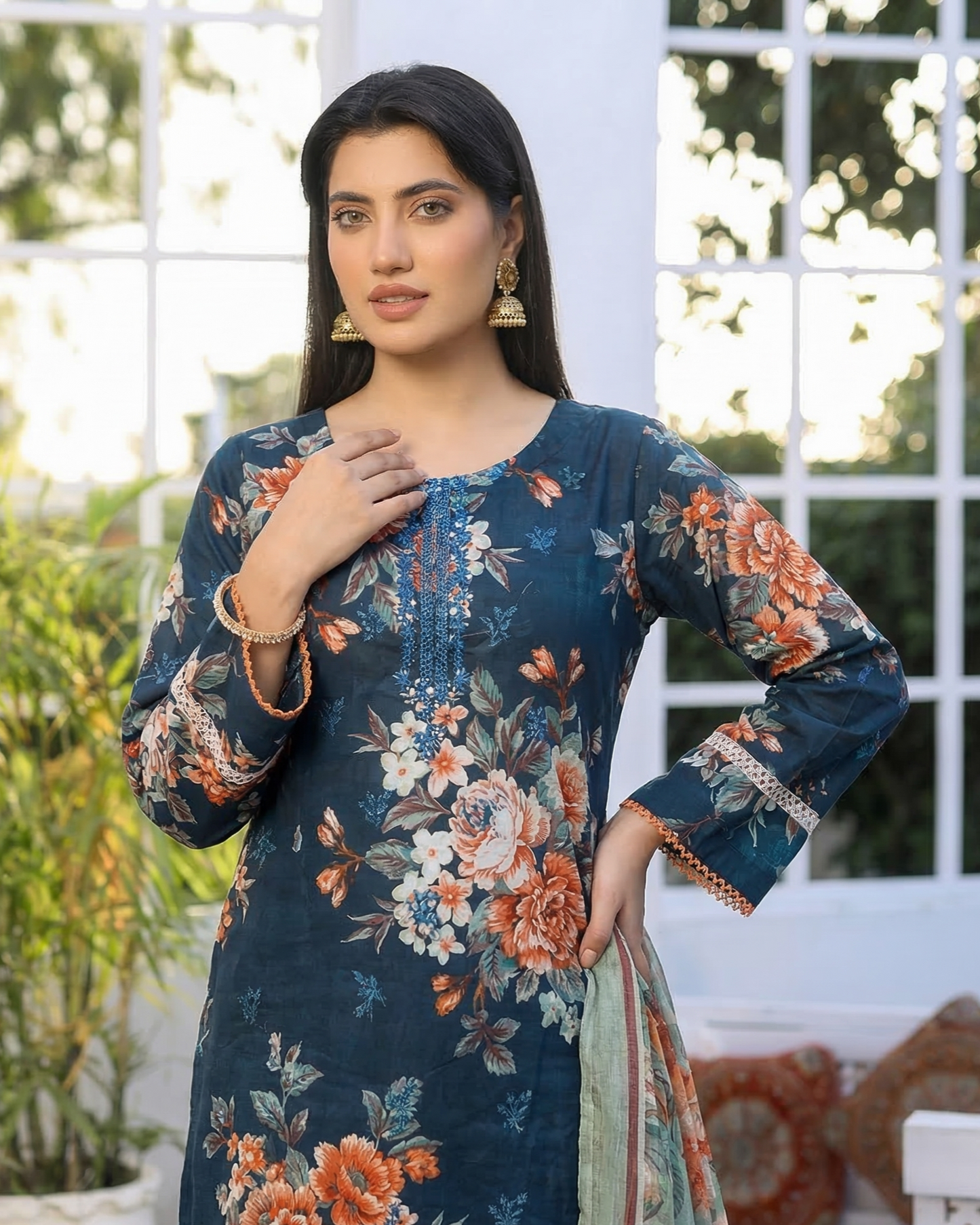 K&R Lawn - Chiffon Dupatta 627 Zinc