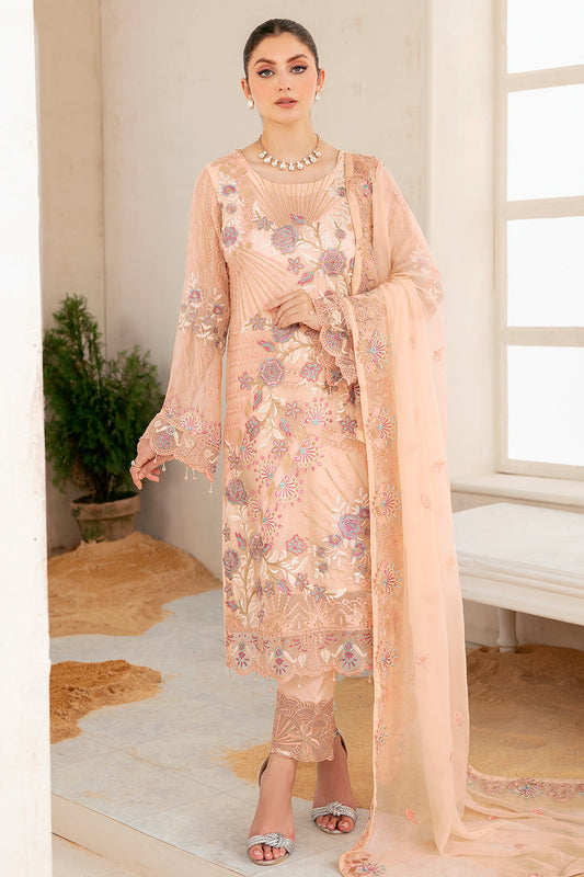 F-2202 VOL 22 Chiffon Peach By Ramsha