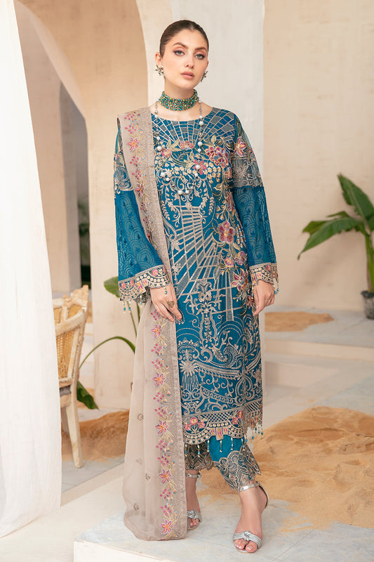 F-2201 VOL 22 Chiffon Blue By Ramsha